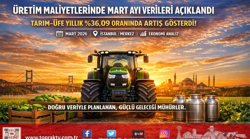 Üretim Maliyetlerinde Mart Bilançosu: Tarım-ÜFE Yıllık %36,09 Seviyesinde…