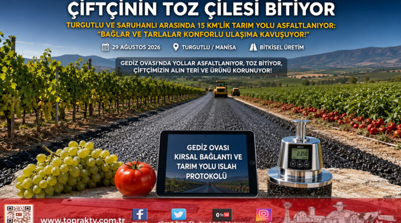 Gediz Havzası’nda Çiftçinin Toz Çilesine Son: Turgutlu ve Saruhanlı Ovalarını Bağlayan 15 Kilometrelik Tarım Yolunda Asfalt Hamlesi!…