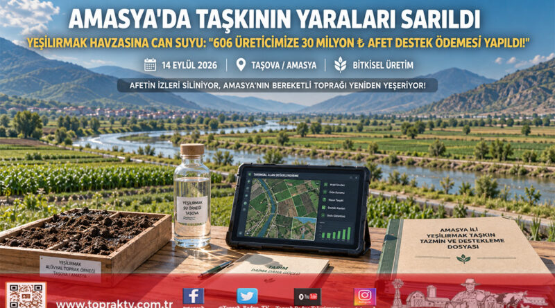 Amasya’da Taşkın Afetinin Yaraları Sarıldı: 606 Üreticinin Hesabına 30 Milyon ₺ Destek Yatırıldı!…