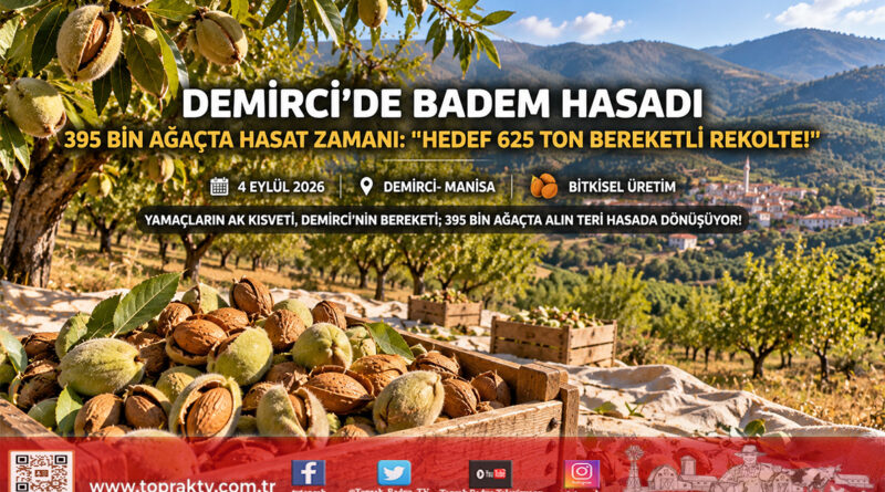 Demirci’nin Dağlarında Badem Bereketi: 395 Bin Ağaçta 625 Ton Rekolte Mesaisi!…