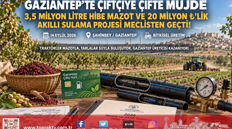 Gaziantep’te Üreticiye Çifte Müjde: Yüzde 100 Hibeli Mazot Desteği 2026’da da Sürecek, Nizip ve Oğuzeli’ne Akıllı Sulama Geliyor!…
