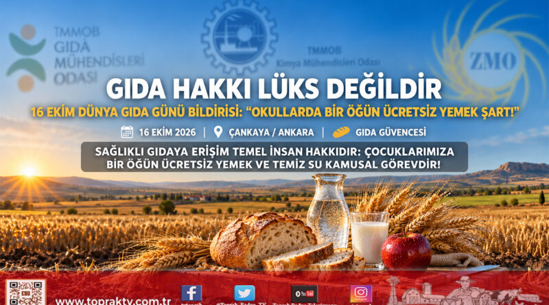 Mühendis Odalarından 16 Ekim Dünya Gıda Günü Bildirisi: Gıda Hakkı Lüks Değil, Yaşamın Temel Koşuludur!…