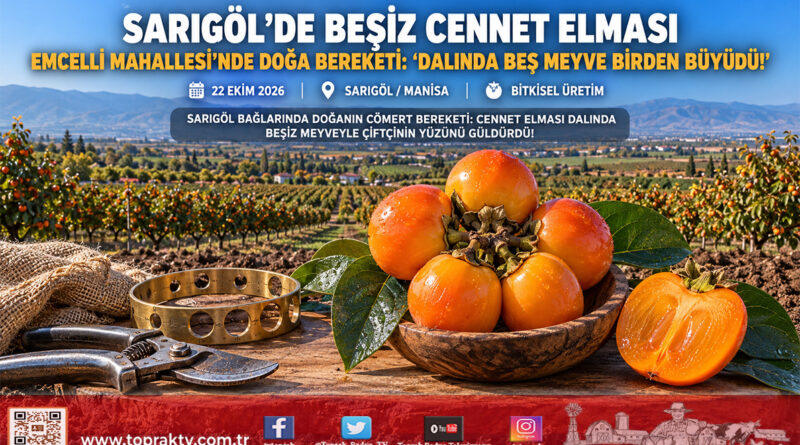 Sarıgöl Emcelli’de Ağaçlar Bereketten Eğildi: Cennet Elması Dalında Beşiz Meyve Verdi!…