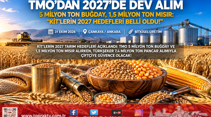 KİT’lerin 2027 Tarım Hedefleri Belli Oldu: TMO 5 Milyon Ton Buğday ve 1,5 Milyon Ton Mısır Alacak!…
