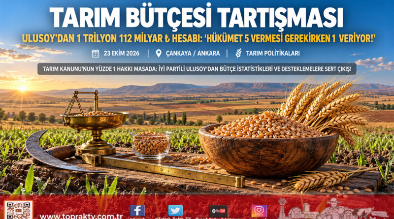 İYİ Partili Kadir Ulusoy’dan Tarım Bütçesi ve İstatistik Eleştirisi: “Kanuna Göre 1 Trilyon 112 Milyar ₺ Ayrılmalıydı, Hükümet 5 Yerine 1 Veriyor!”…
