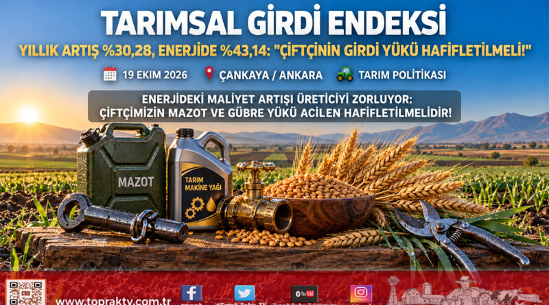 Çiftçinin Üretim Maliyetinde Enerji Yangını: Tarımsal Girdi Fiyat Endeksi Yıllık Yüzde 30,28 Arttı!…
